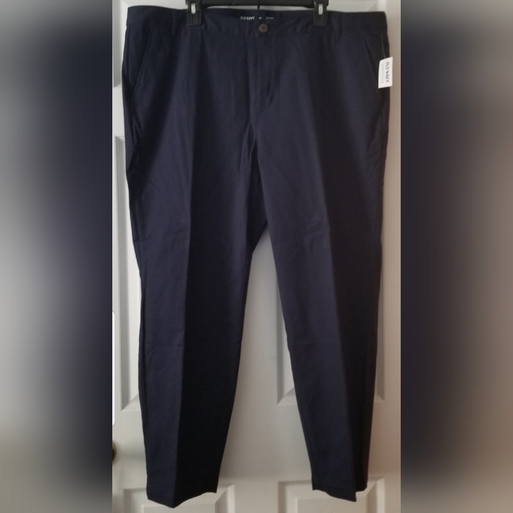 Old Navy Navy Blue Tan Chinos Flat Front Pants
